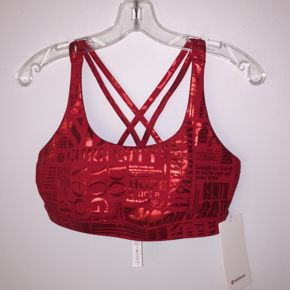 LULULEMON ENERGY BRA *MANIFESTO 20YR FOIL DARK RED